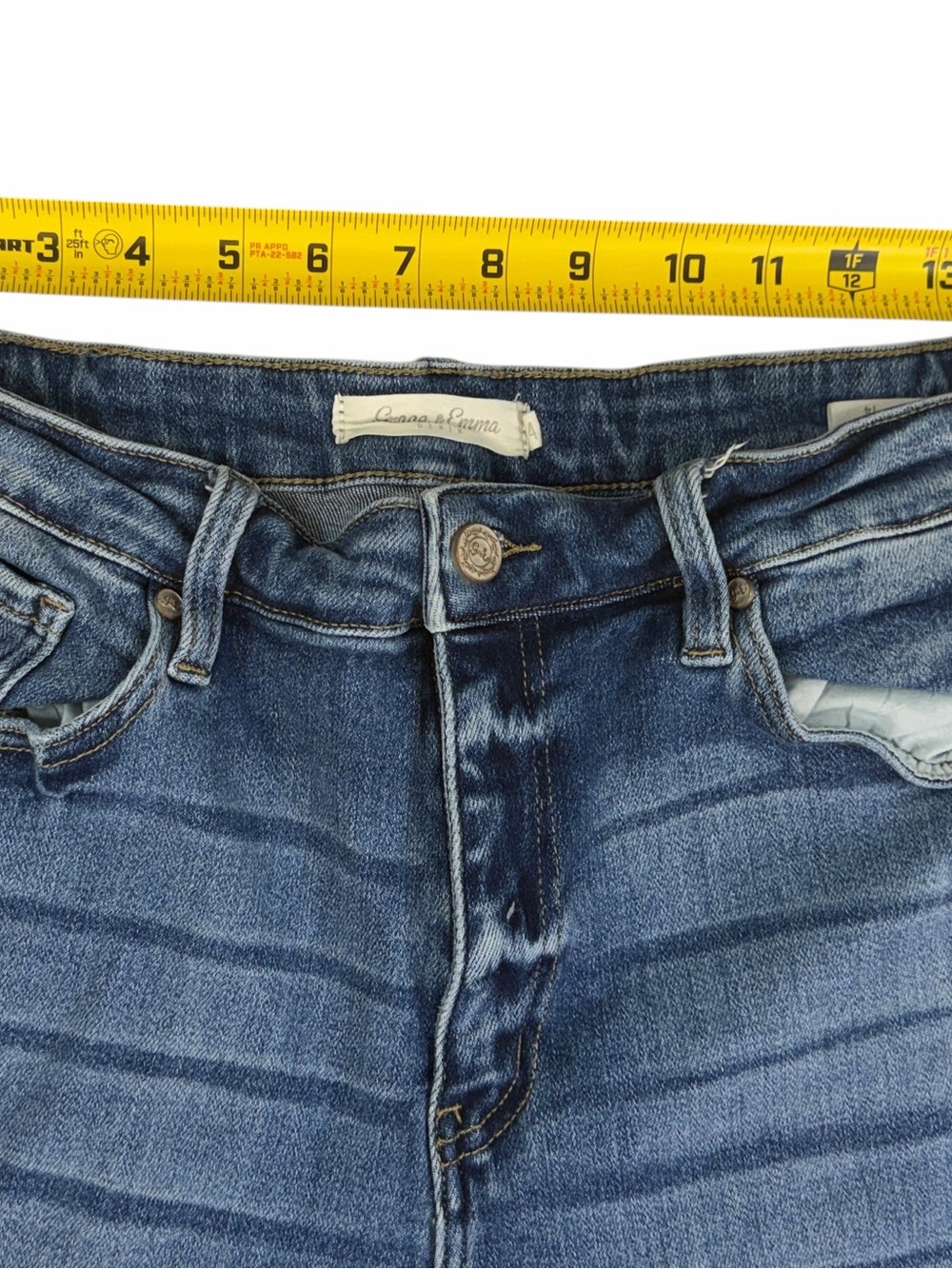 Blue Women's Flare Jeans with Frayed Hem - Picture 5 of 8